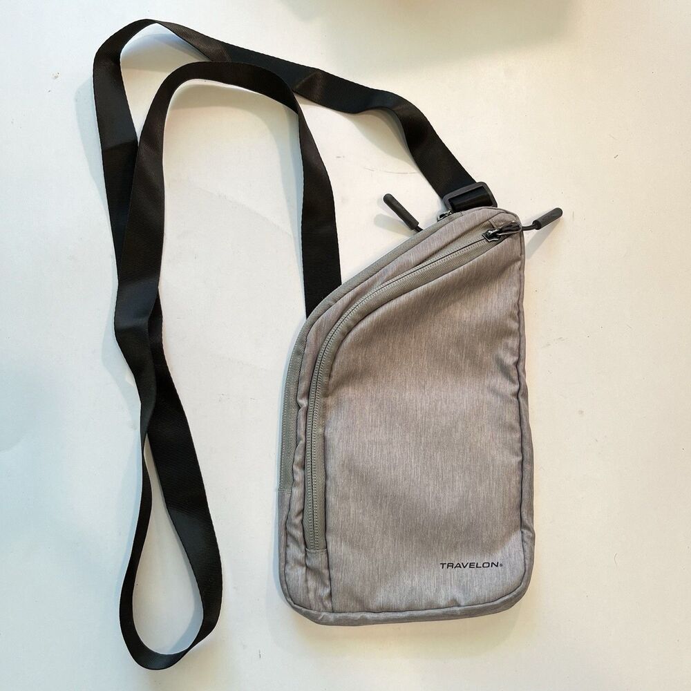 Travelon Crossbody Bag World Travel Essentials Gray Heather Slim RFID